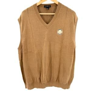 Cotton Traders Tan 100% Cotton Stonebridge Country Club Logo Sweater Vest